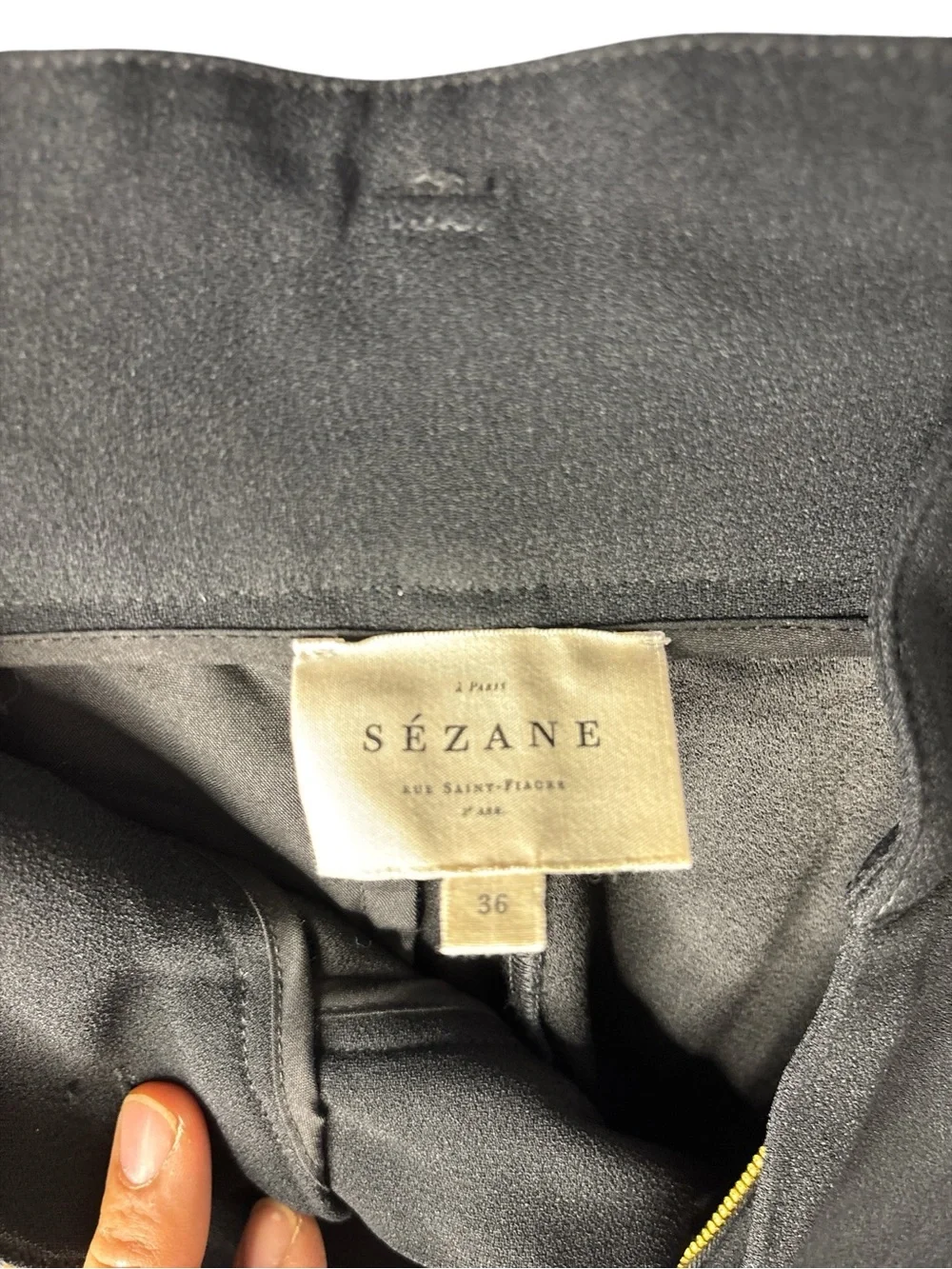 Sezane Black Paperbag Waist Chinos with Tie Belt